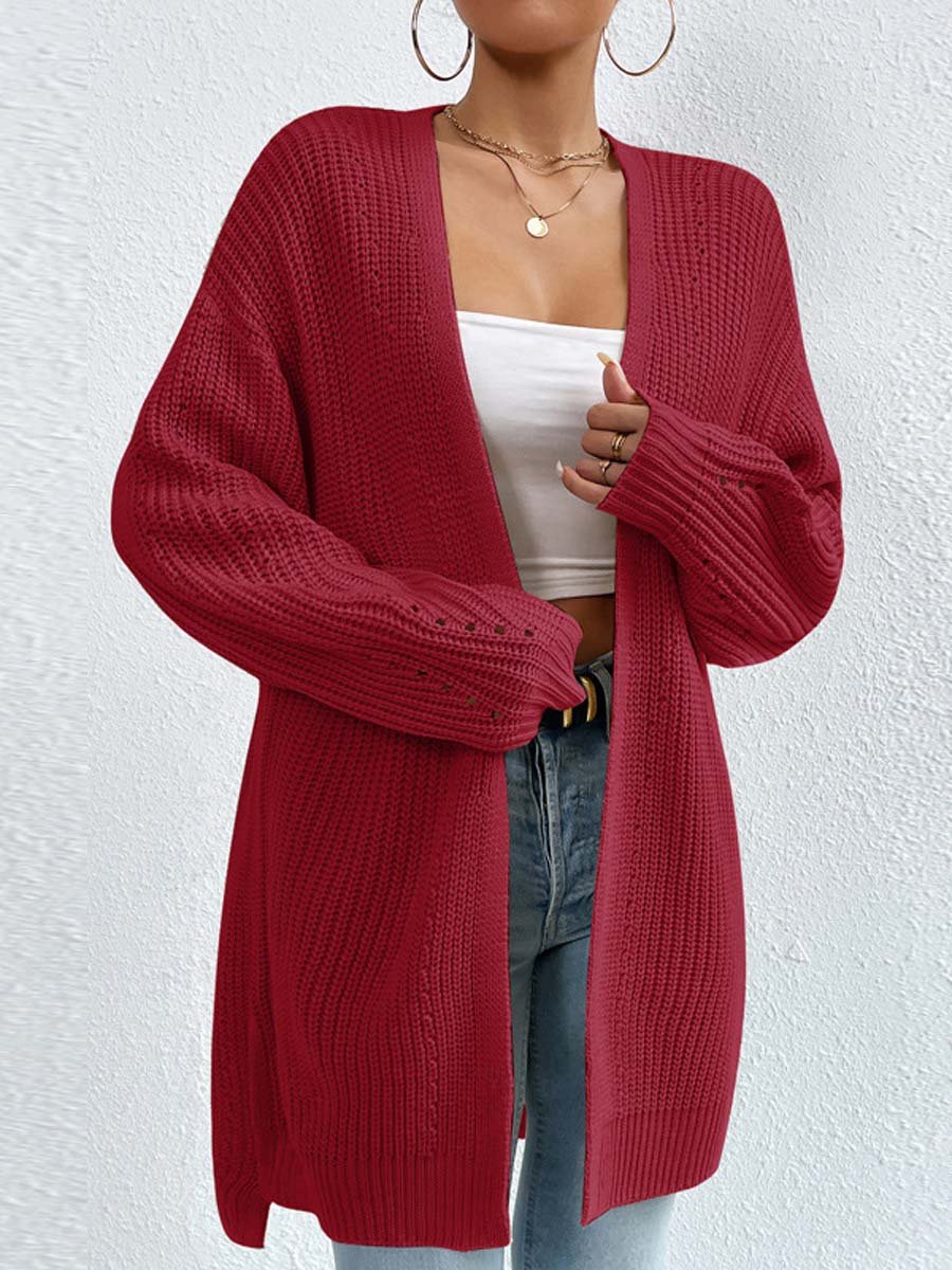 Drune | Kardigan - V-Ausschnitt Lockere Mittellange Gestrickte Jacke, Lässig und Bequem