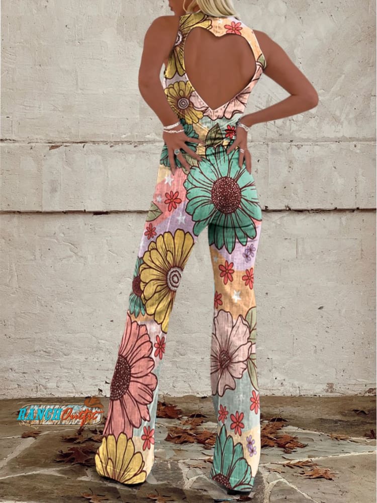 Drune | Floral Art Denim Jumpsuit