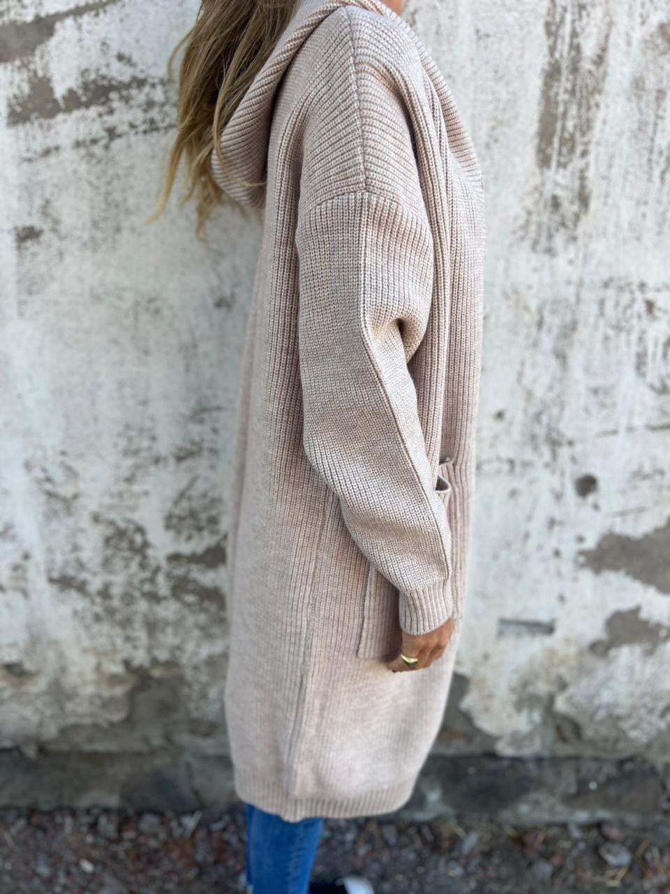 Drune | Langer Strickcardigan mit Kapuze