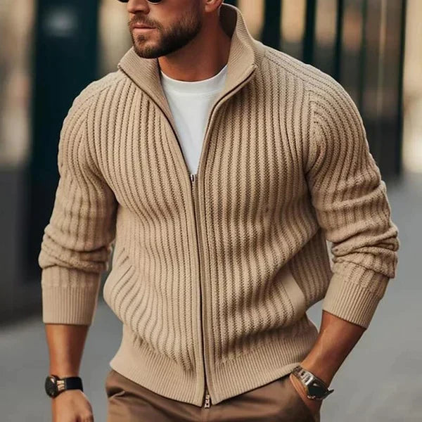 Drune | Herren - Strickjacke mit Stehkragen und Reissverschluss