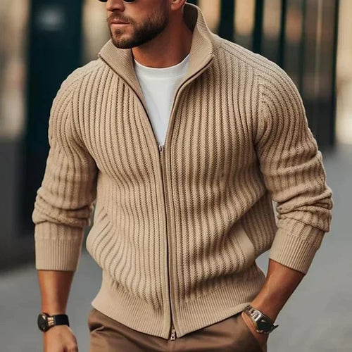 Drune | Herren - Strickjacke mit Stehkragen und Reissverschluss