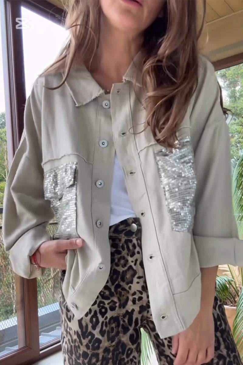 Drune | Shirtjacke mit Pailletten-details Lässige Passform Modernes Statement