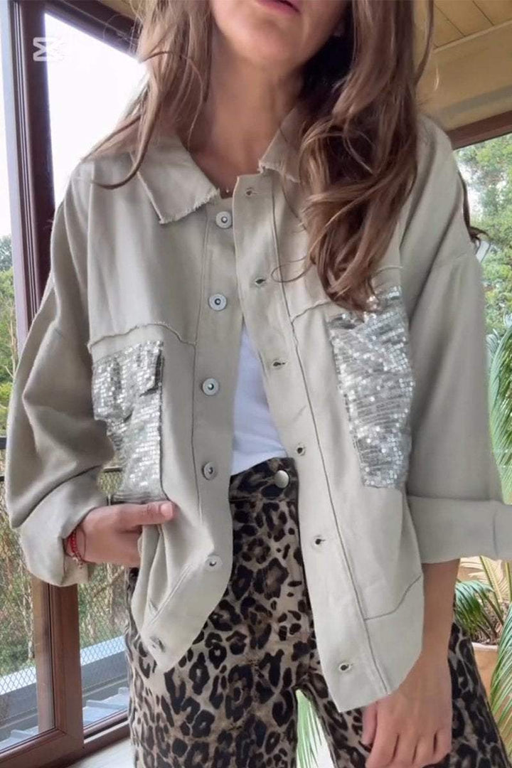 Drune | Shirtjacke mit Pailletten-details Lässige Passform Modernes Statement
