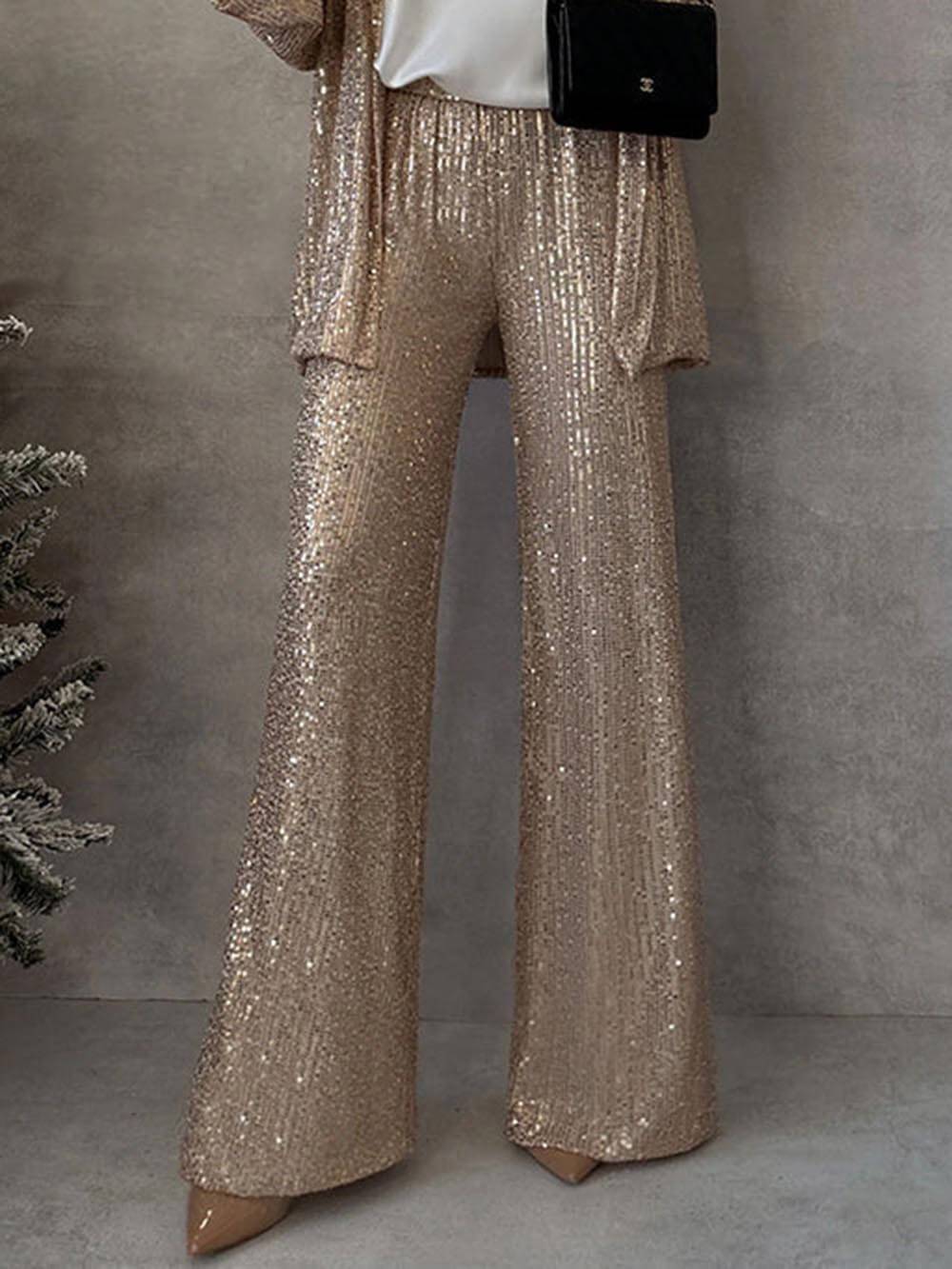Damen Glitzerndes Blazeranzug mit weitem Bein und schimmernden Pailletten Drune