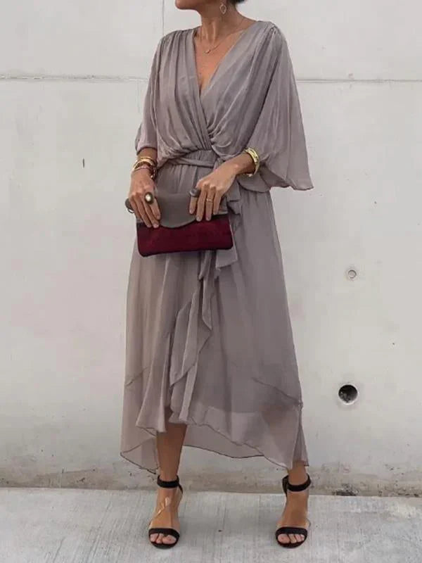 Drune | Chiffonkleid Mit V-ausschnitt, Elegant Und Stilvoll