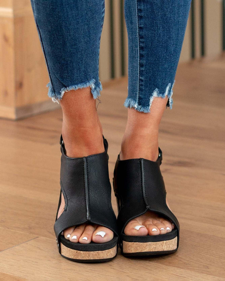 Drune - Damen Plateau-Keilsandalen aus Kork mit Fesselriemchen | Stilvolle Sandalen mit offenem Zehenbereich und Keilabsatz für Damen