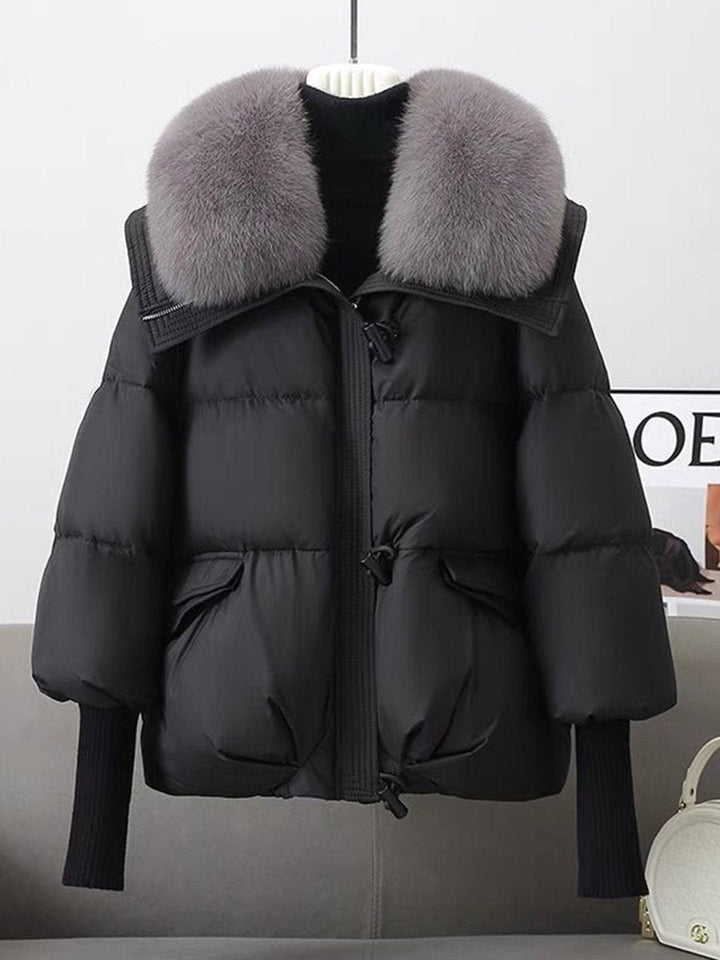 Drune | oversized Daunenjacke - luxuriöser Plüsch-Fellkragen und warme gepolsterte Jacke