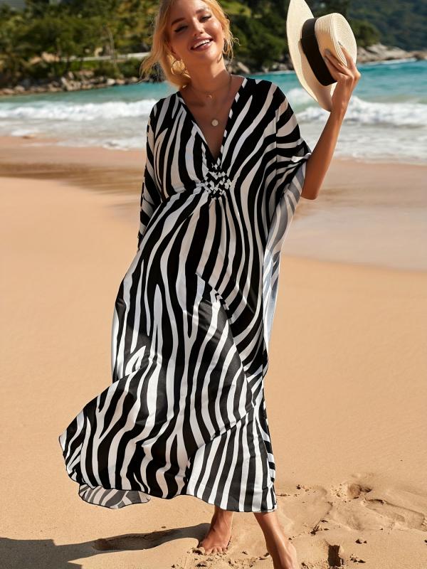Drune | Strandkleid mit Zebradruck und V-Ausschnitt