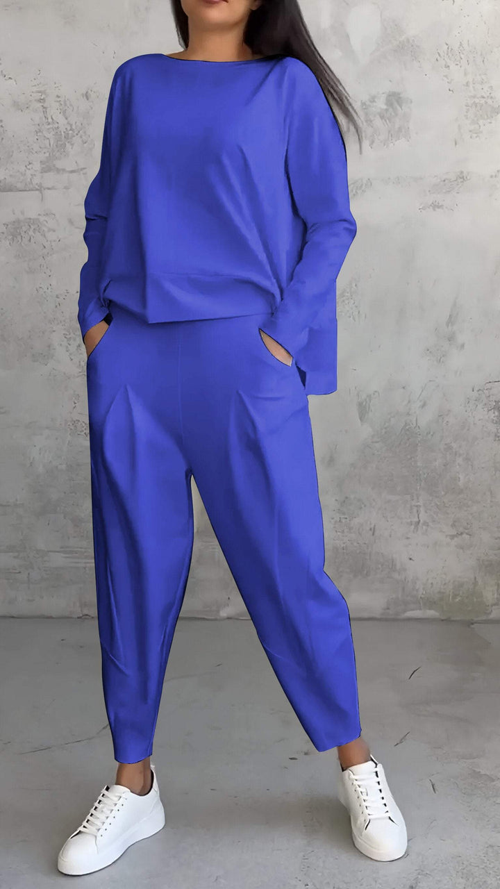 Drune | Lounge Satz Übergröße Top Gerade Hose Weicher Strick Komfort Stil
