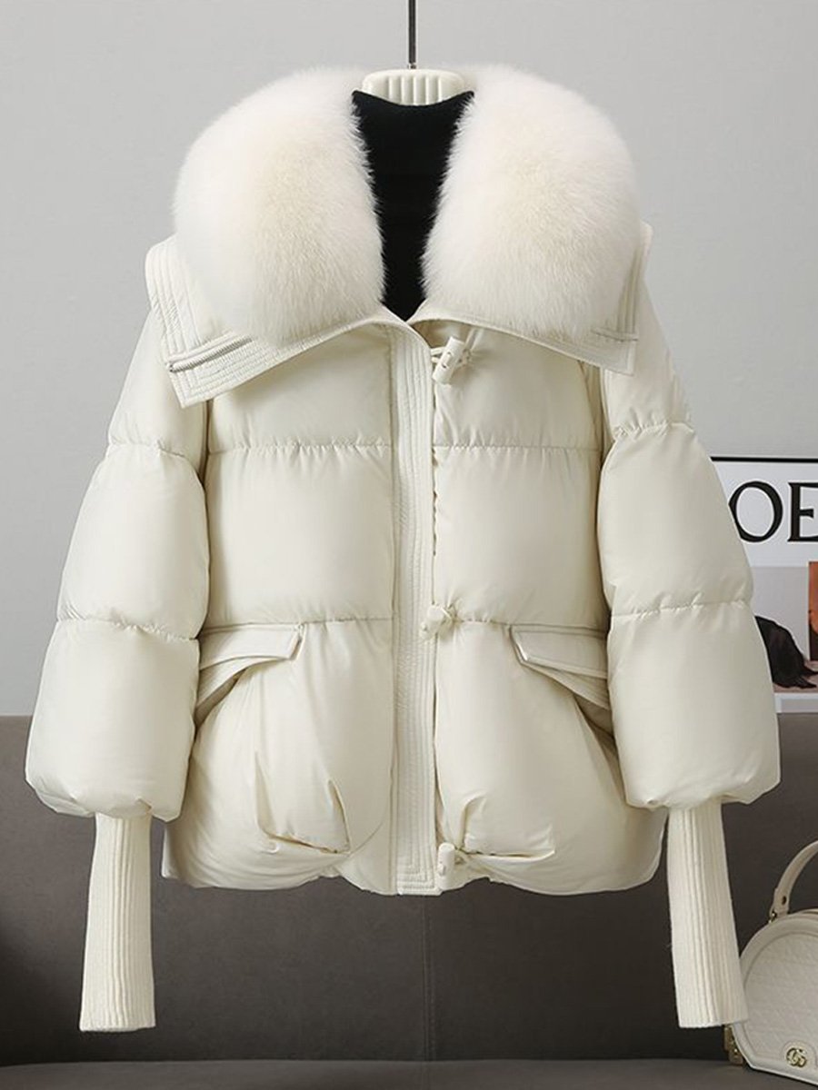 Drune | oversized Daunenjacke - luxuriöser Plüsch-Fellkragen und warme gepolsterte Jacke
