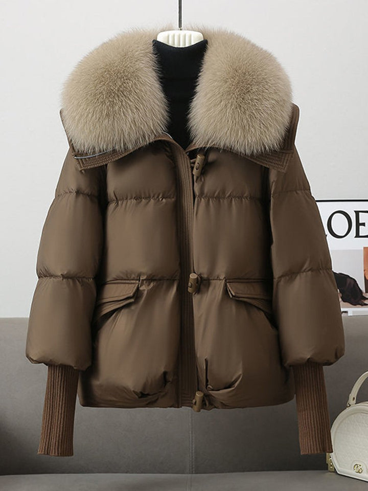 Drune | oversized Daunenjacke - luxuriöser Plüsch-Fellkragen und warme gepolsterte Jacke