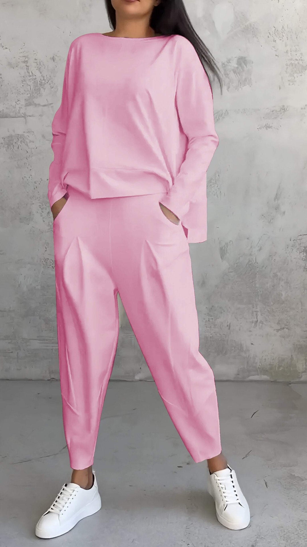 Drune | Lounge Satz Übergröße Top Gerade Hose Weicher Strick Komfort Stil