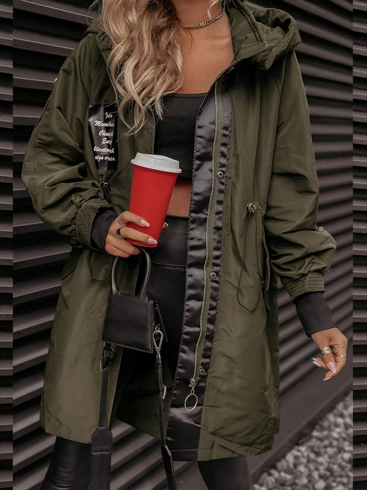 Drune | Damen Parka - langer Mantel mit Kapuze, verstellbarem Kordelzug und Reißverschluss