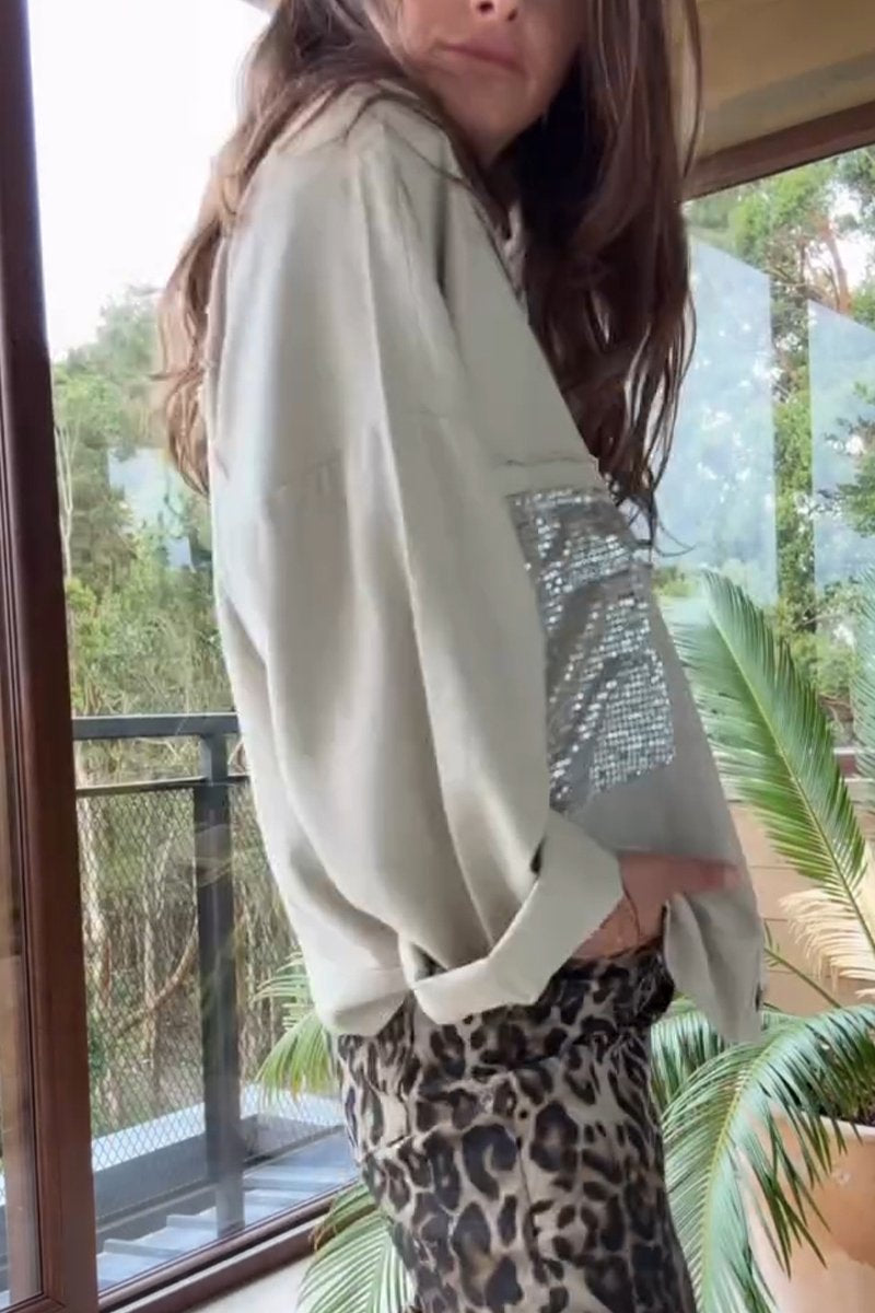 Drune | Shirtjacke mit Pailletten-details Lässige Passform Modernes Statement