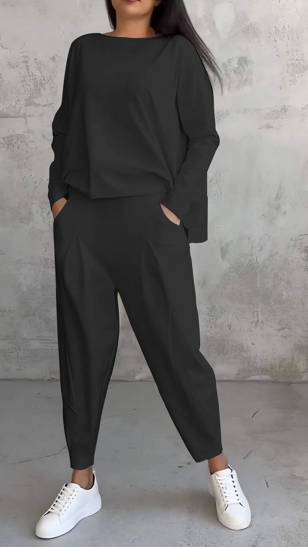 Drune | Lounge Satz Übergröße Top Gerade Hose Weicher Strick Komfort Stil