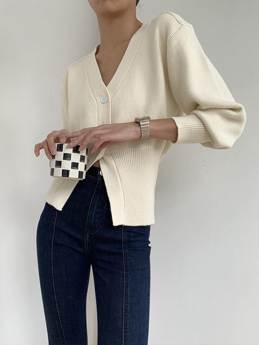 Drune | Strickjacke - V-Ausschnitt Innenbund Strickjacke