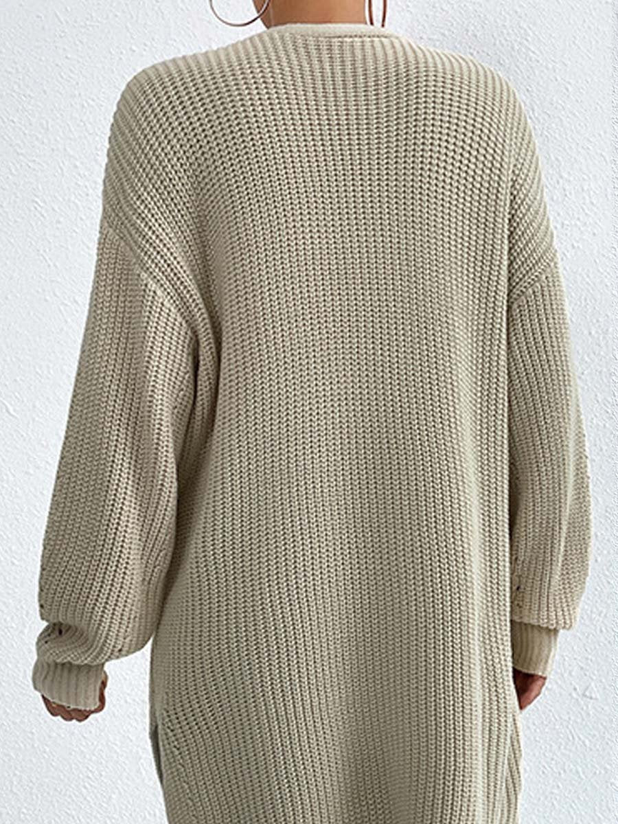 Drune | Kardigan - V-Ausschnitt Lockere Mittellange Gestrickte Jacke, Lässig und Bequem
