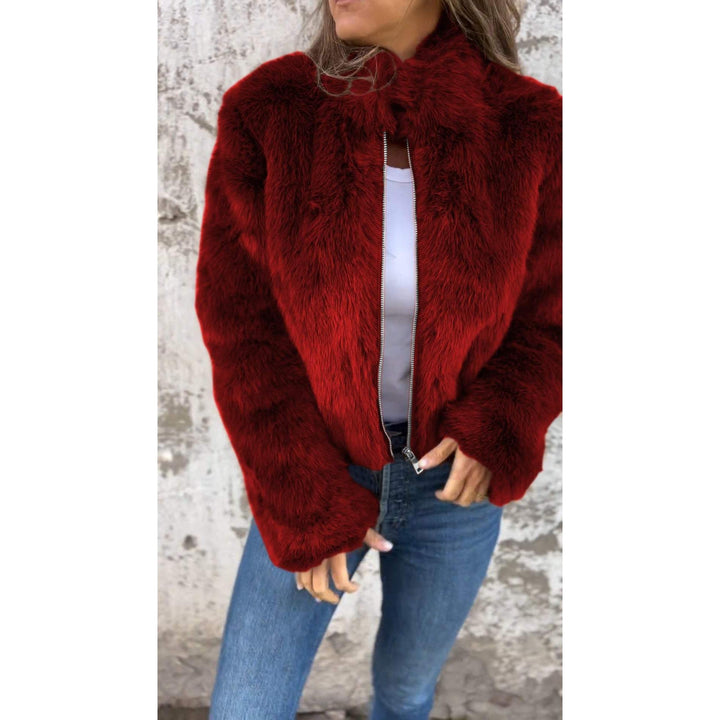 Drune | Bond PU-Jacke mit hohem Kragen und Reißverschluss