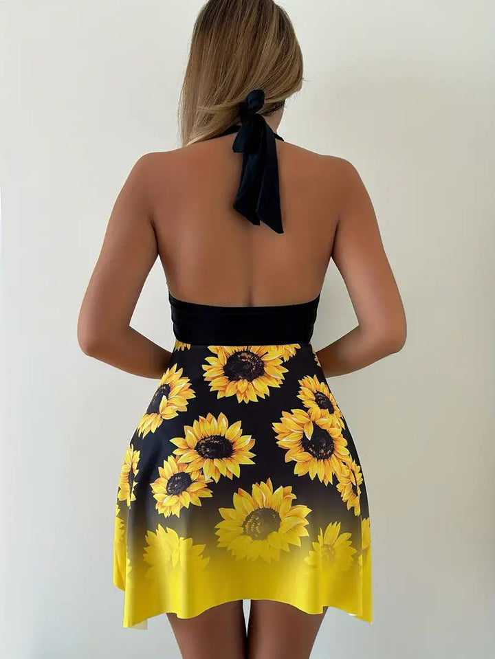 Drune – Zweiteiliges Tankini-Set mit Sonnenblumen-Print