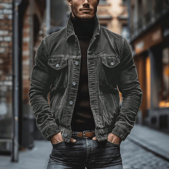 Drune | Stilvolle Herren Jacke Weinlese Cord Jacke Trendy Design