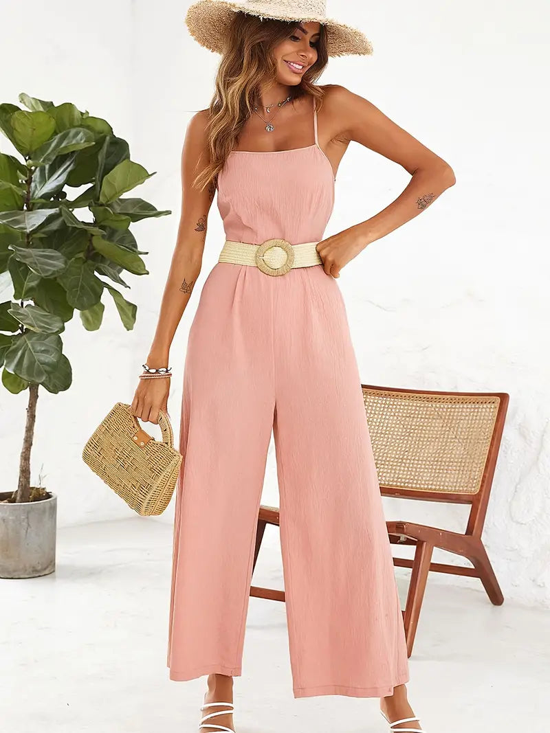 Drune | Eleganter Jumpsuit mit Spaghetti-Trägern und Gürtel