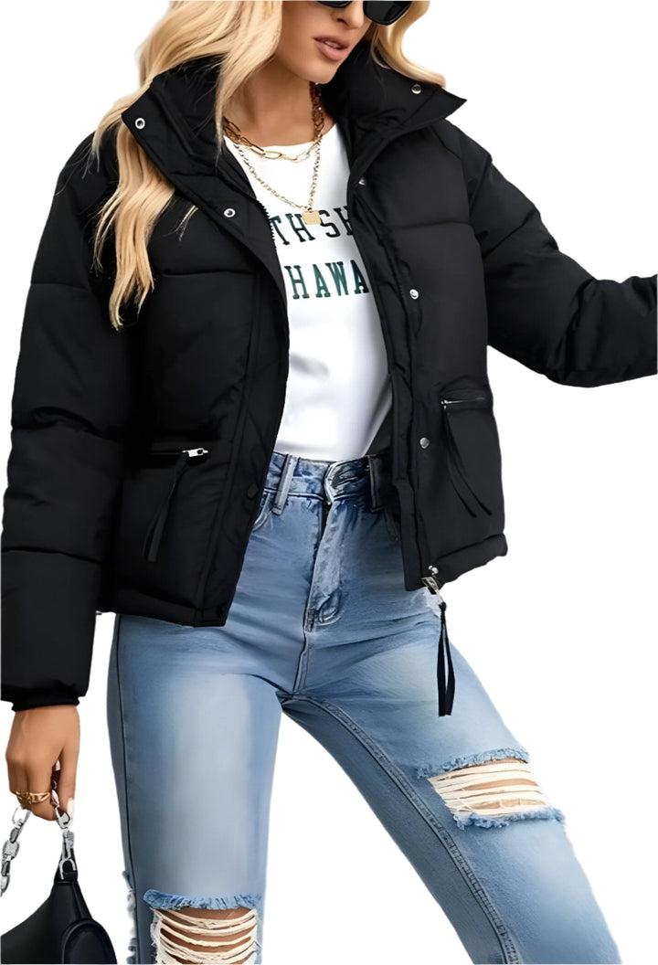 Drune | Warme Damen Pufferjacke mit Reißverschluss und Hohem Kragen