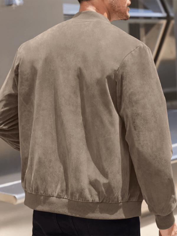 Drune | Wildleder Retro Reißverschluss Herrenjacke Bomberjacke