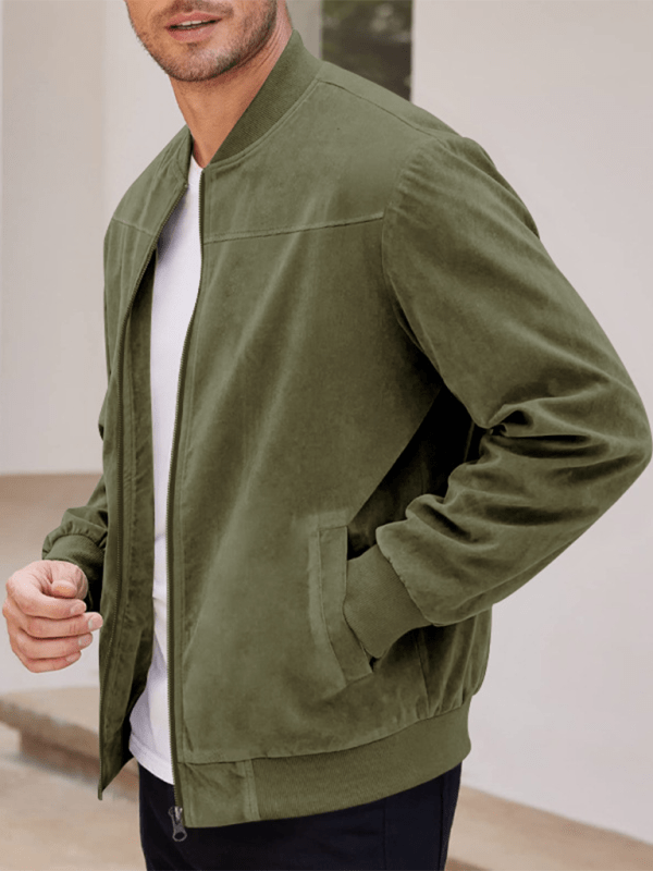 Drune | Wildleder Retro Reißverschluss Herrenjacke Bomberjacke