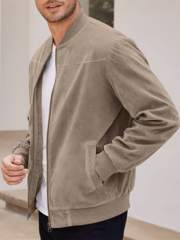 Drune | Wildleder Retro Reißverschluss Herrenjacke Bomberjacke