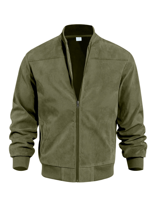 Drune | Wildleder Retro Reißverschluss Herrenjacke Bomberjacke