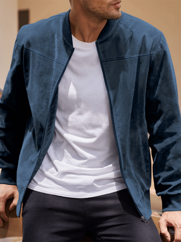 Drune | Wildleder Retro Reißverschluss Herrenjacke Bomberjacke