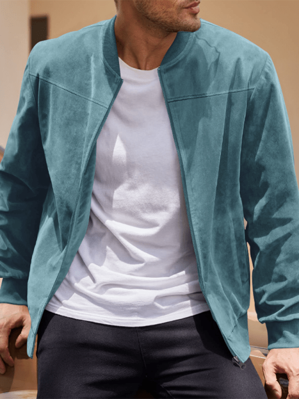 Drune | Wildleder Retro Reißverschluss Herrenjacke Bomberjacke
