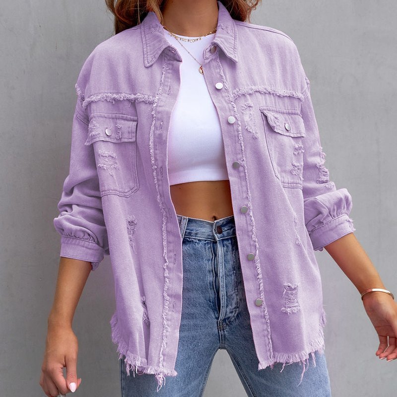 Drune | Lässige Damen Denimjacke mit Langen Ärmeln