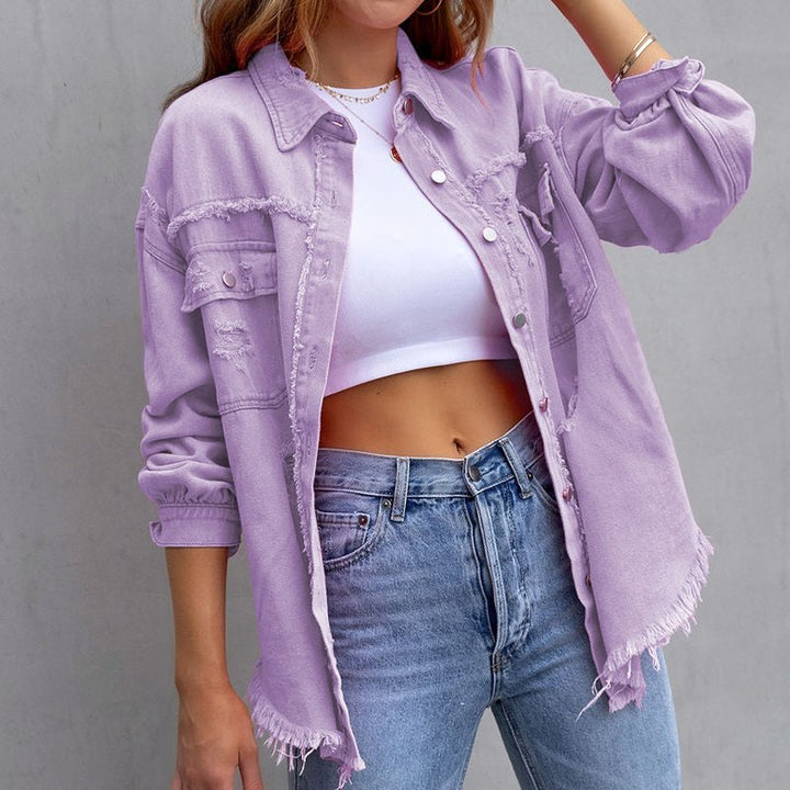 Drune | Lässige Damen Denimjacke mit Langen Ärmeln
