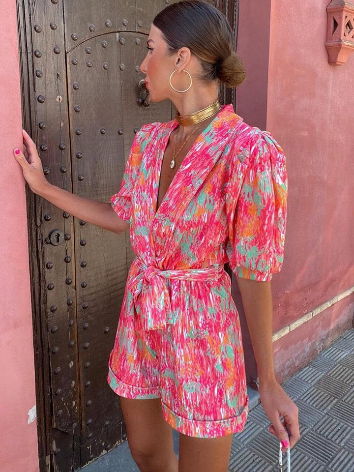 Drune | Damen Leichter Gürtel Jumpsuit Atmungsaktiv, Ganzjahres Freizeit Chic Outfit