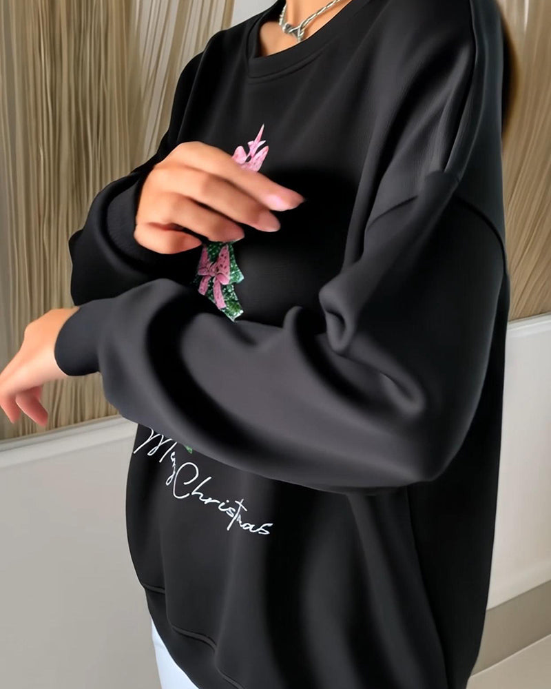 Drune | Sweatshirt mit Weihnachtsdruck und Langen Ärmeln