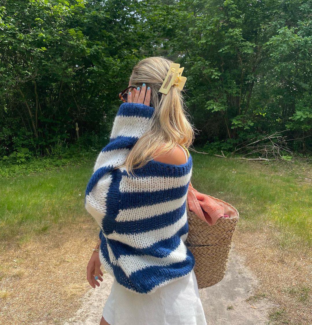 Drune | Geflochtene und gestreifte oversized Damenpullover
