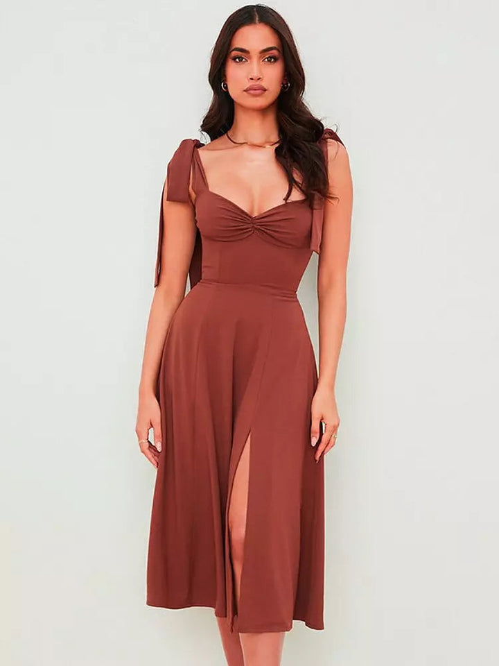 Drune | Rückenfreies Korsett Korean Midi-Kleid für Frauen