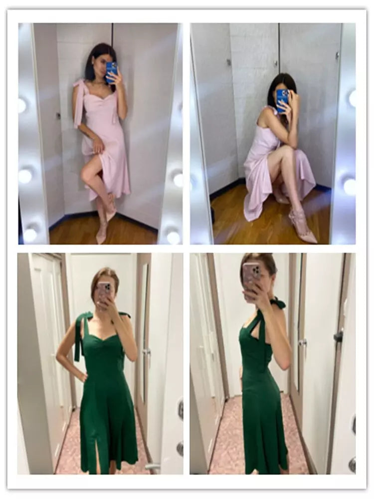Drune | Rückenfreies Korsett Korean Midi-Kleid für Frauen