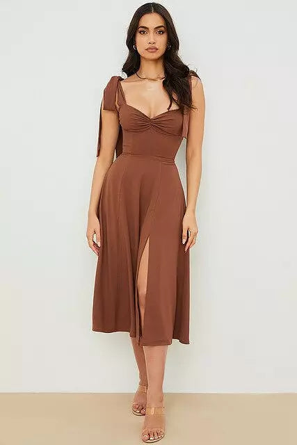 Drune | Rückenfreies Korsett Korean Midi-Kleid für Frauen