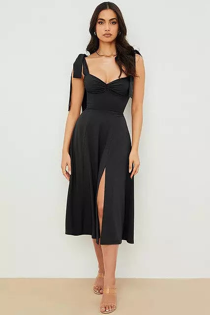 Drune | Rückenfreies Korsett Korean Midi-Kleid für Frauen
