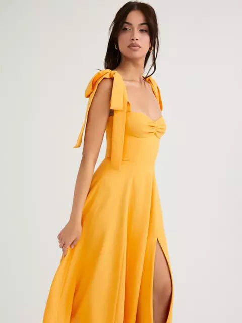 Drune | Rückenfreies Korsett Korean Midi-Kleid für Frauen