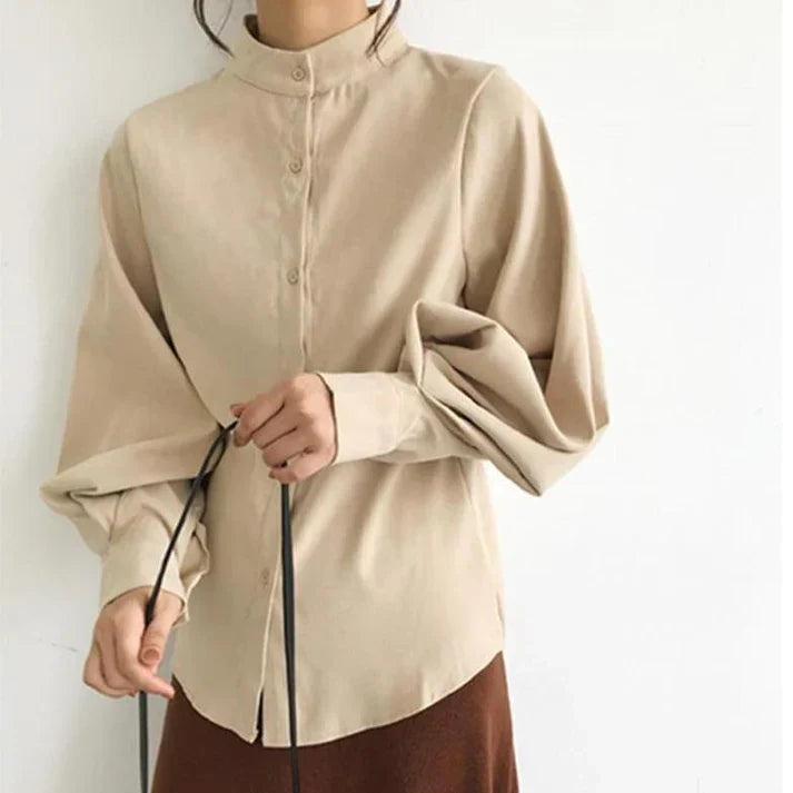 Drune | Klassische Rollkragenbluse mit Ballonärmeln