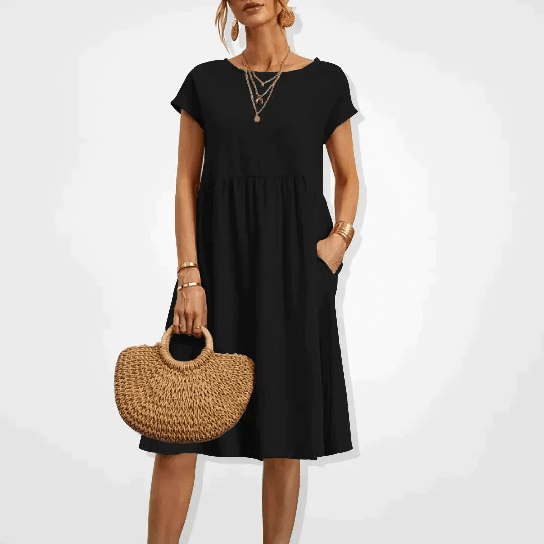 Drune | Damen Kleid Stilvolles Midi Kleid Sommerliche Eleganz