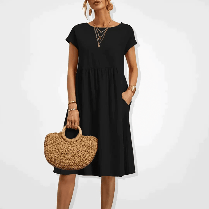 Drune | Damen Kleid Stilvolles Midi Kleid Sommerliche Eleganz