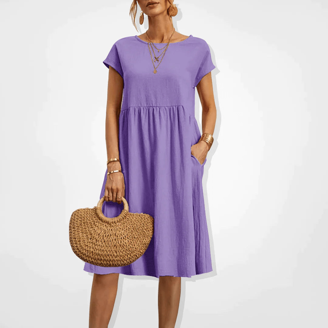 Drune | Damen Kleid Stilvolles Midi Kleid Sommerliche Eleganz