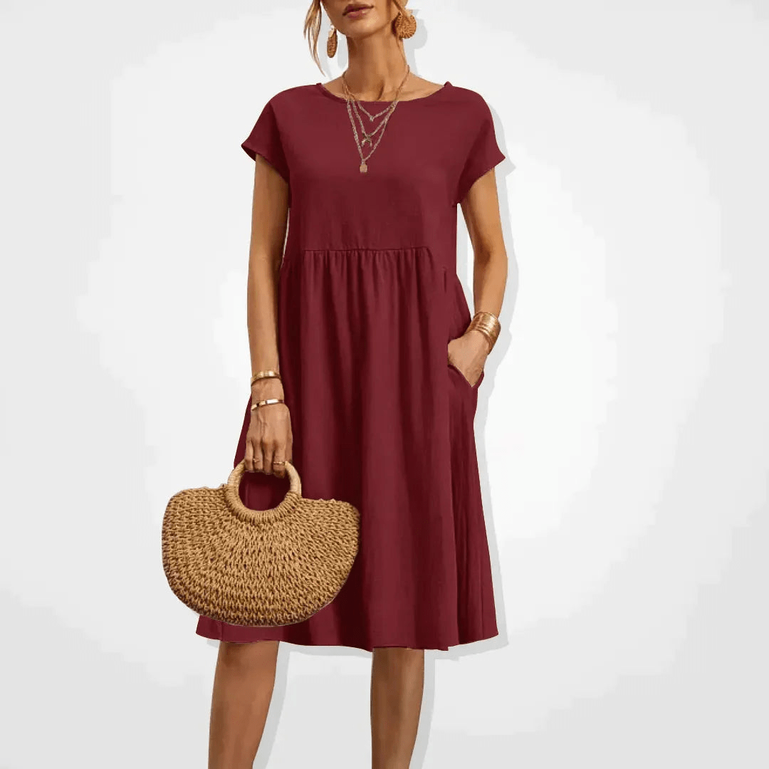 Drune | Damen Kleid Stilvolles Midi Kleid Sommerliche Eleganz