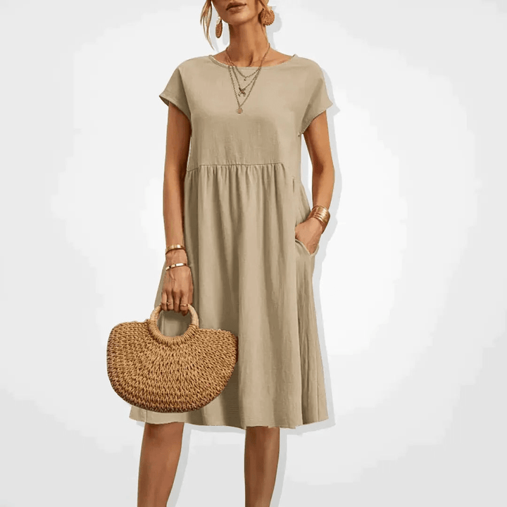 Drune | Damen Kleid Stilvolles Midi Kleid Sommerliche Eleganz
