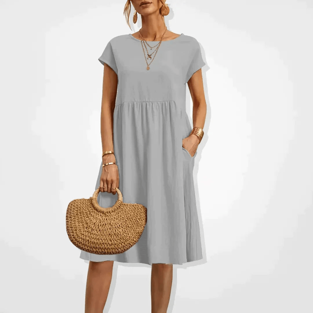 Drune | Damen Kleid Stilvolles Midi Kleid Sommerliche Eleganz