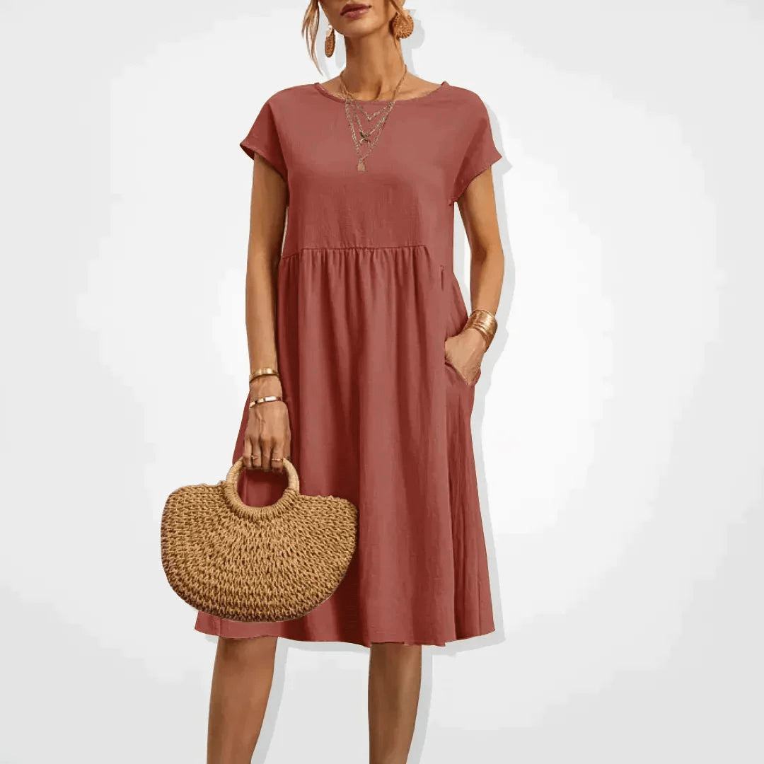 Drune | Damen Kleid Stilvolles Midi Kleid Sommerliche Eleganz